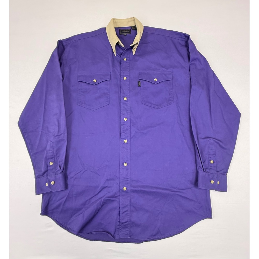 Roper Mens Purple 100% Cotton L/T 1 Pt Back Yoke Poplin Western Shirt‎ Button Up